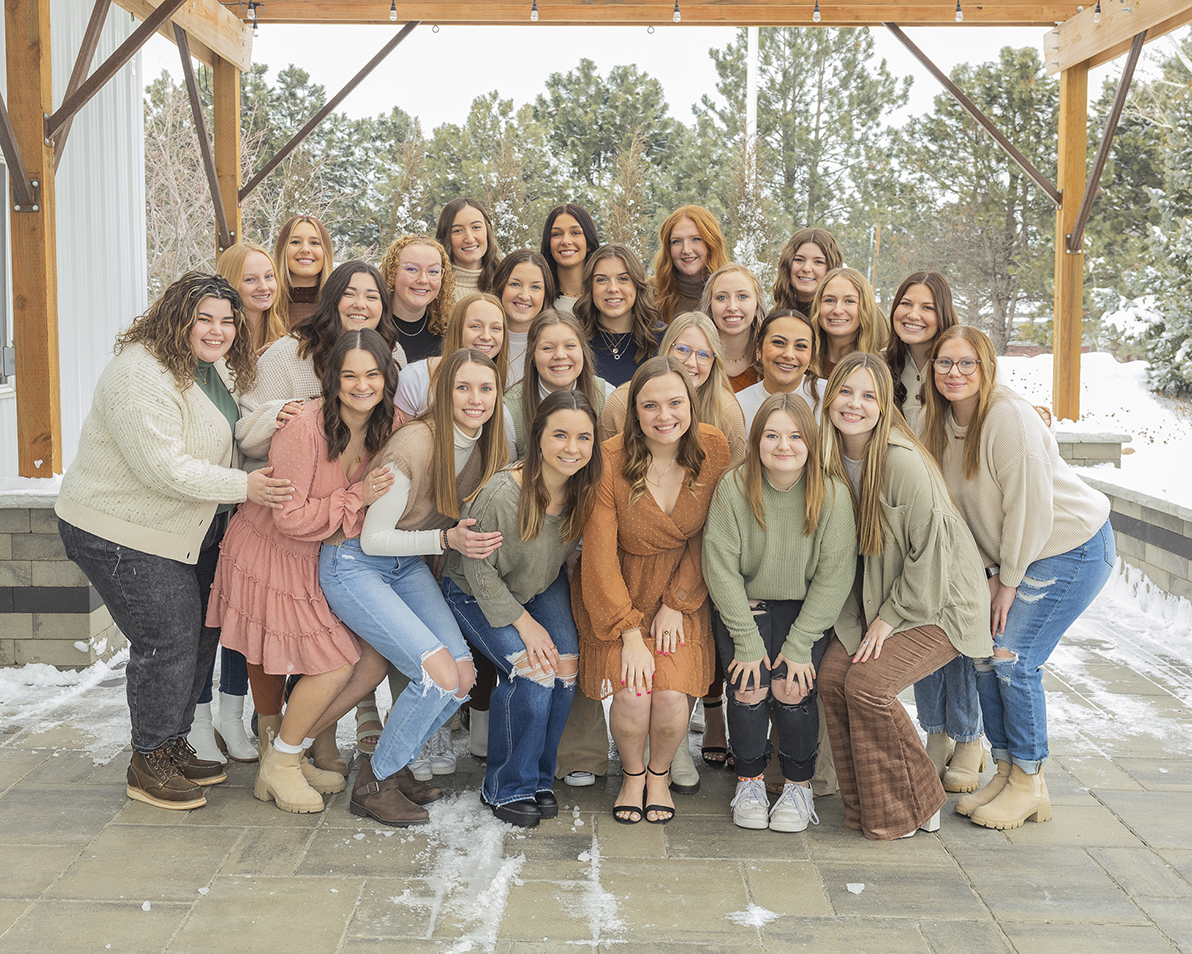Group photo of the Alpha Omicron Pi officers